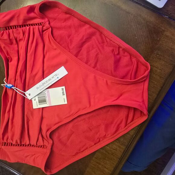 Bleu Rod Beattie Red Ruched High-Waist Bikini Bottoms Size 6 NWT $59 - Picture 4 of 12